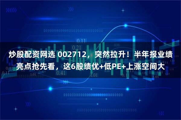 炒股配资网选 002712，突然拉升！半年报业绩亮点抢先看，这6股绩优+低PE+上涨空间大